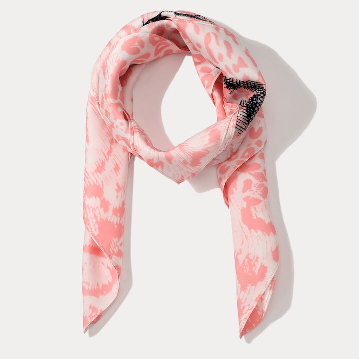 Leopard Print Square Silk Scarf
