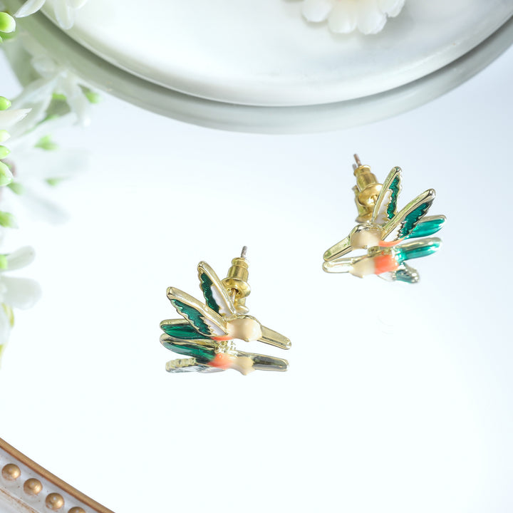Hummingbird Enamel Stud Earrings