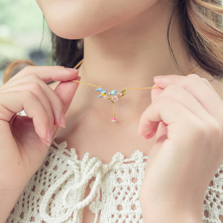 Enamel Blue Tit Necklace