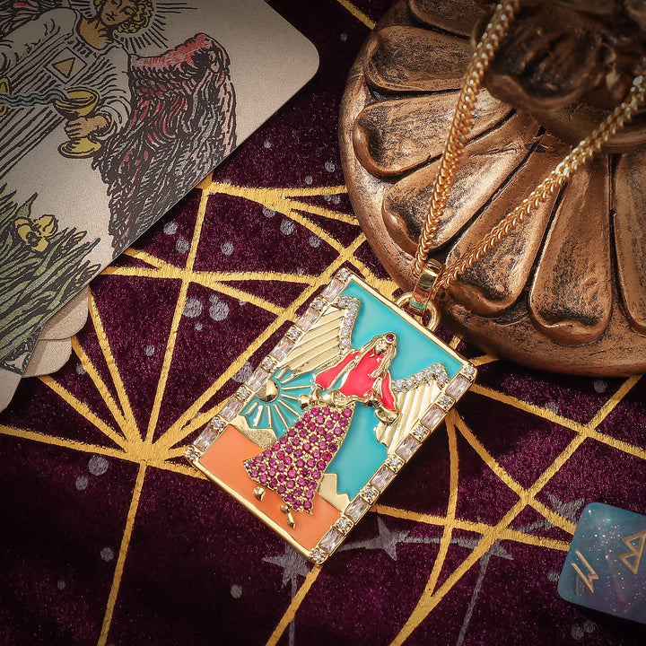 Temperance Tarot Card Enamel Necklace