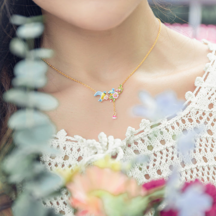 Blue Tit Leaves Necklace