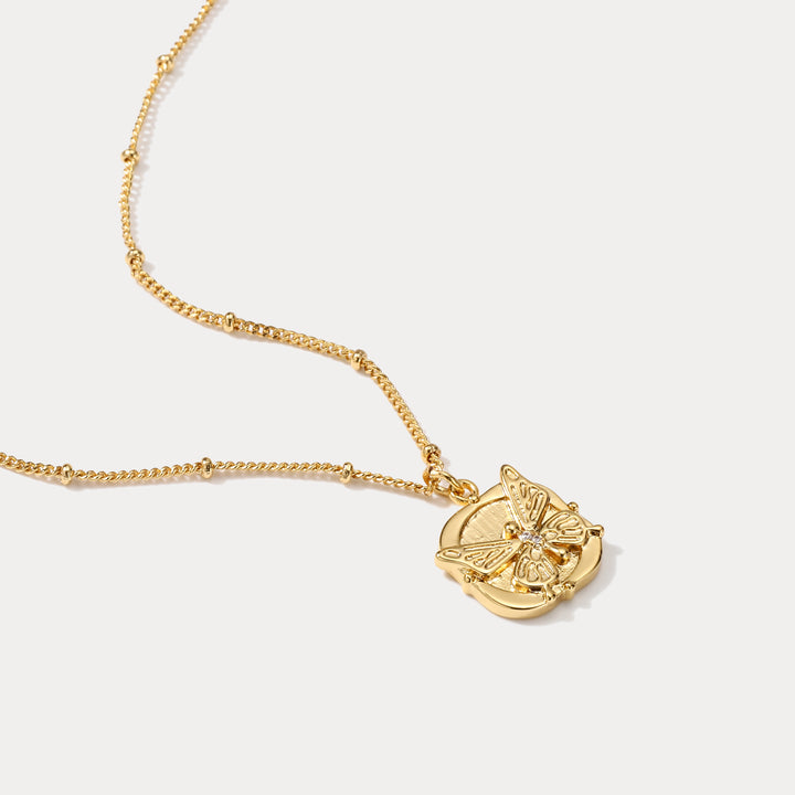 Butterfly Square Pendant Necklace