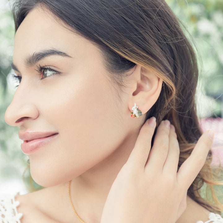 Secret Garden Rabbit Enamel Earrings for Women