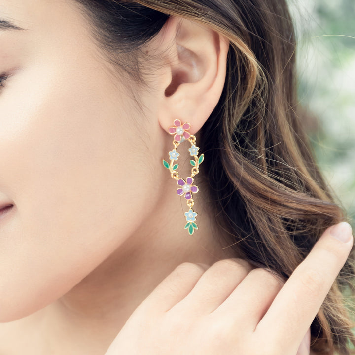 Pink Blossom Gold Earrings