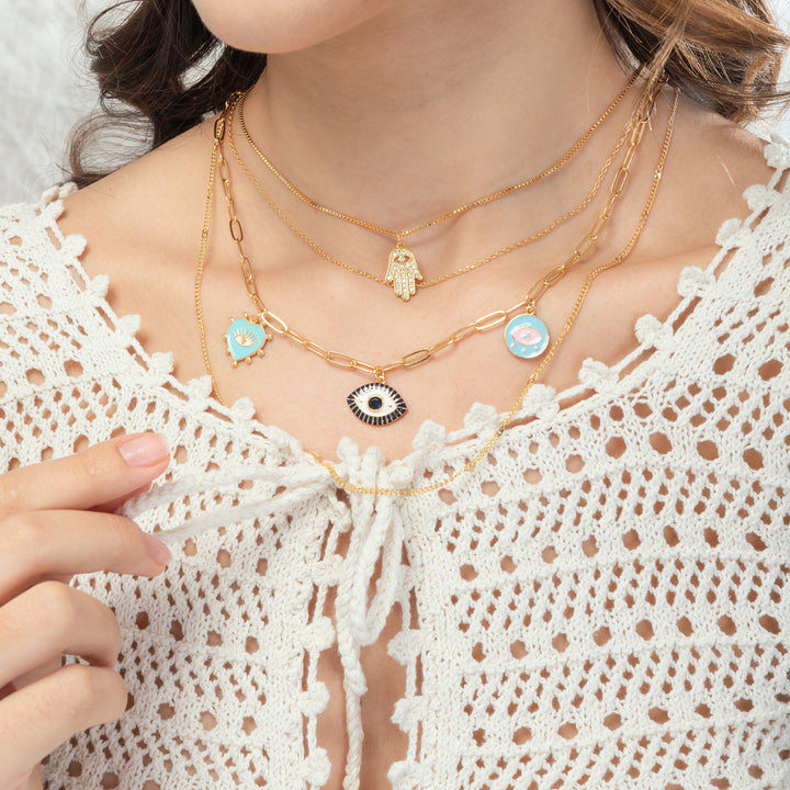 Evil Eyed Gold Layered Necklace
