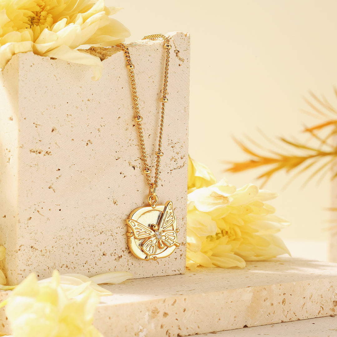 Butterfly Pearl Station Necklace