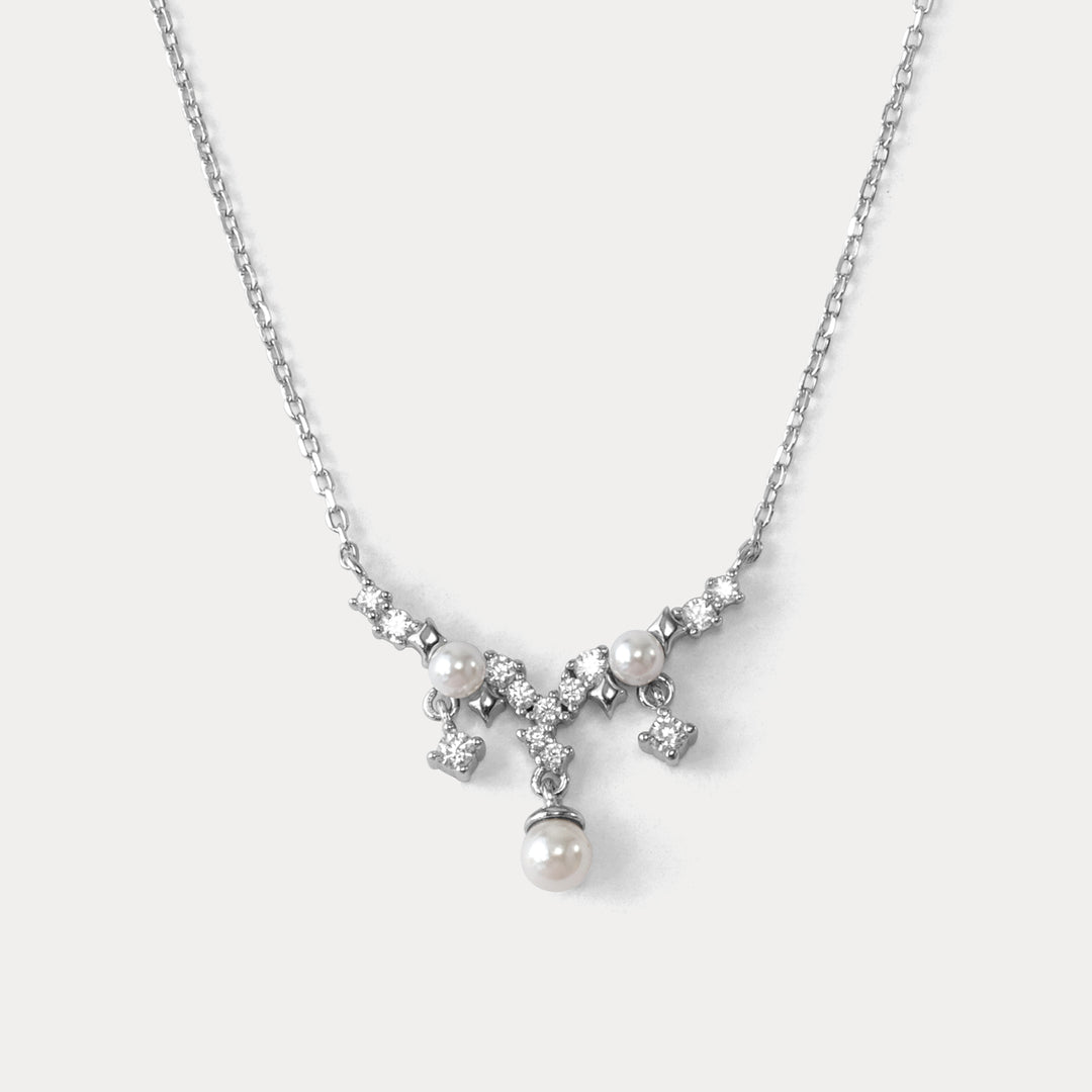 Selenichast Silver Star Pearl Necklace