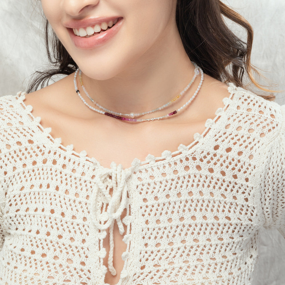Multi Pearl Seed Bead Gold Necklace