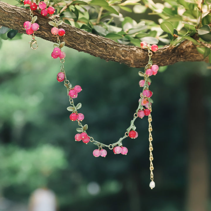 Pink Berry Gold Necklace