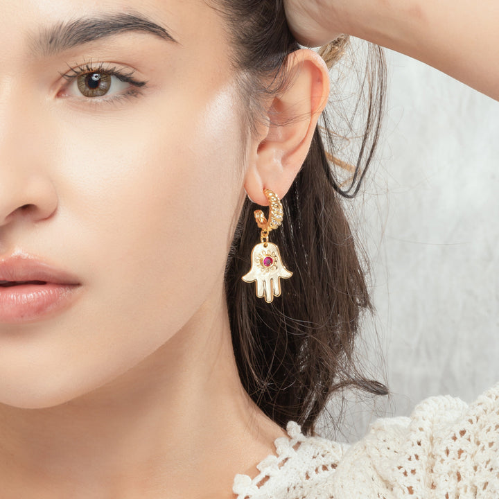 Ruby in Hand Dangle Earrings Jewelry