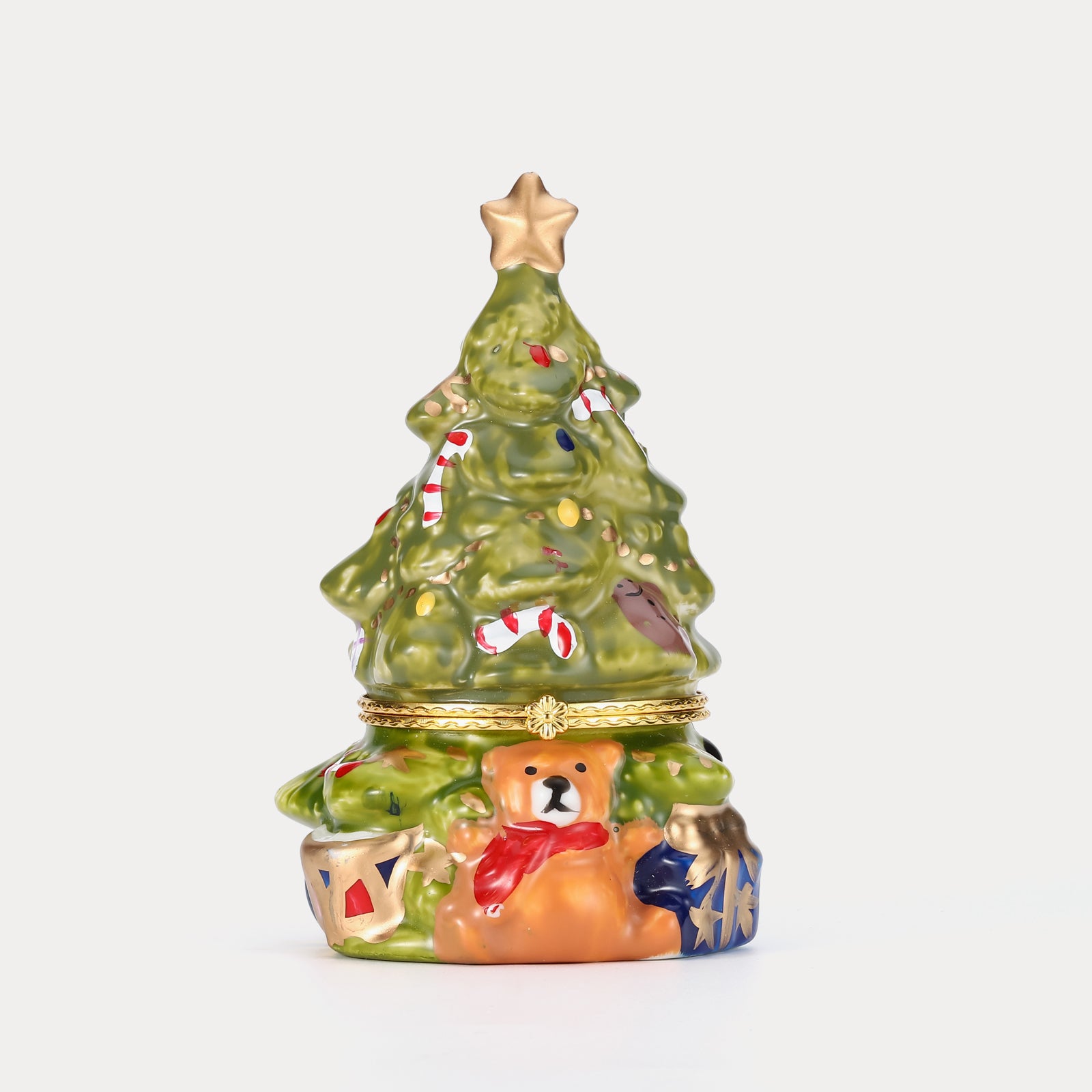 Selenichast Fuzzy Bear Christmas Tree Jewelry Box