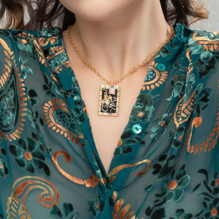 Death Tarot Card Pendant Gold Necklace