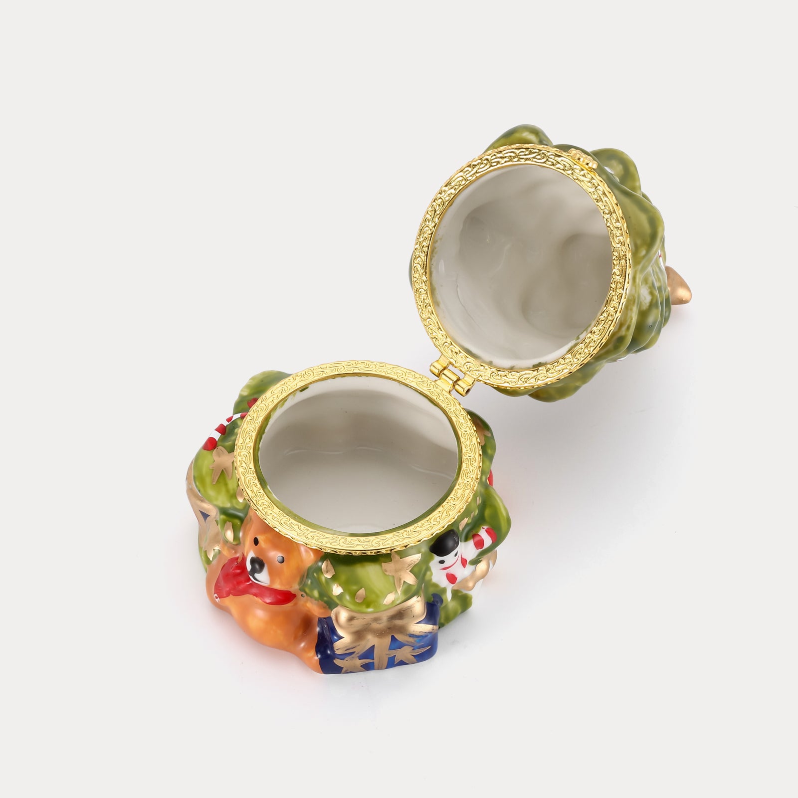 Fuzzy Bear Christmas Tree Jewelry Box for Women