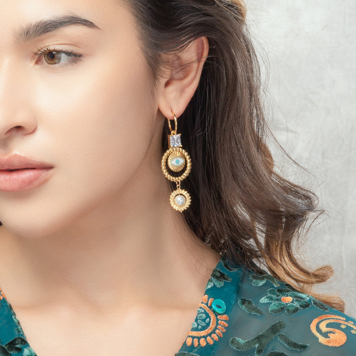 Demon Eye Diamond Pearl Earrings