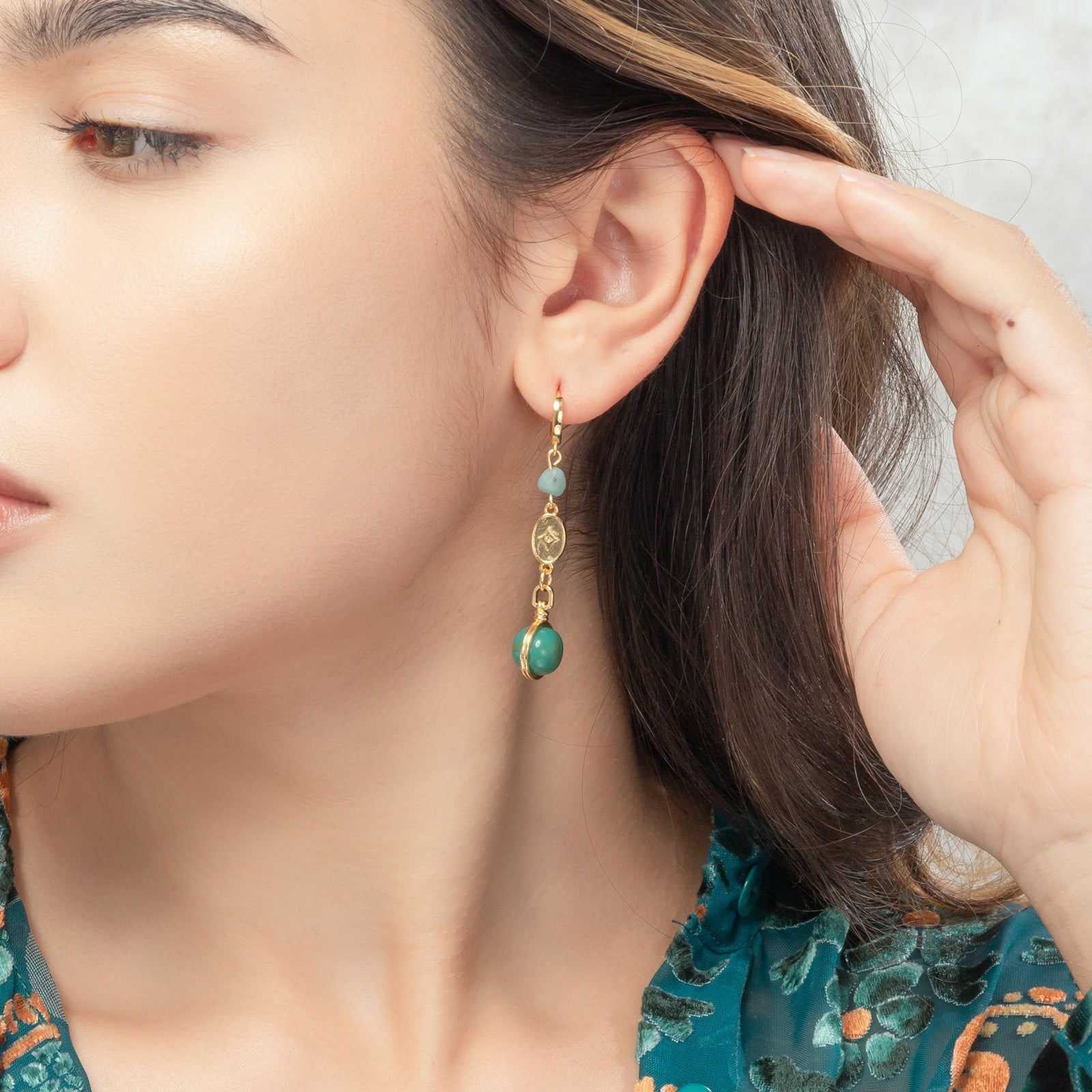 Selenichast Green Gemstone Earrings