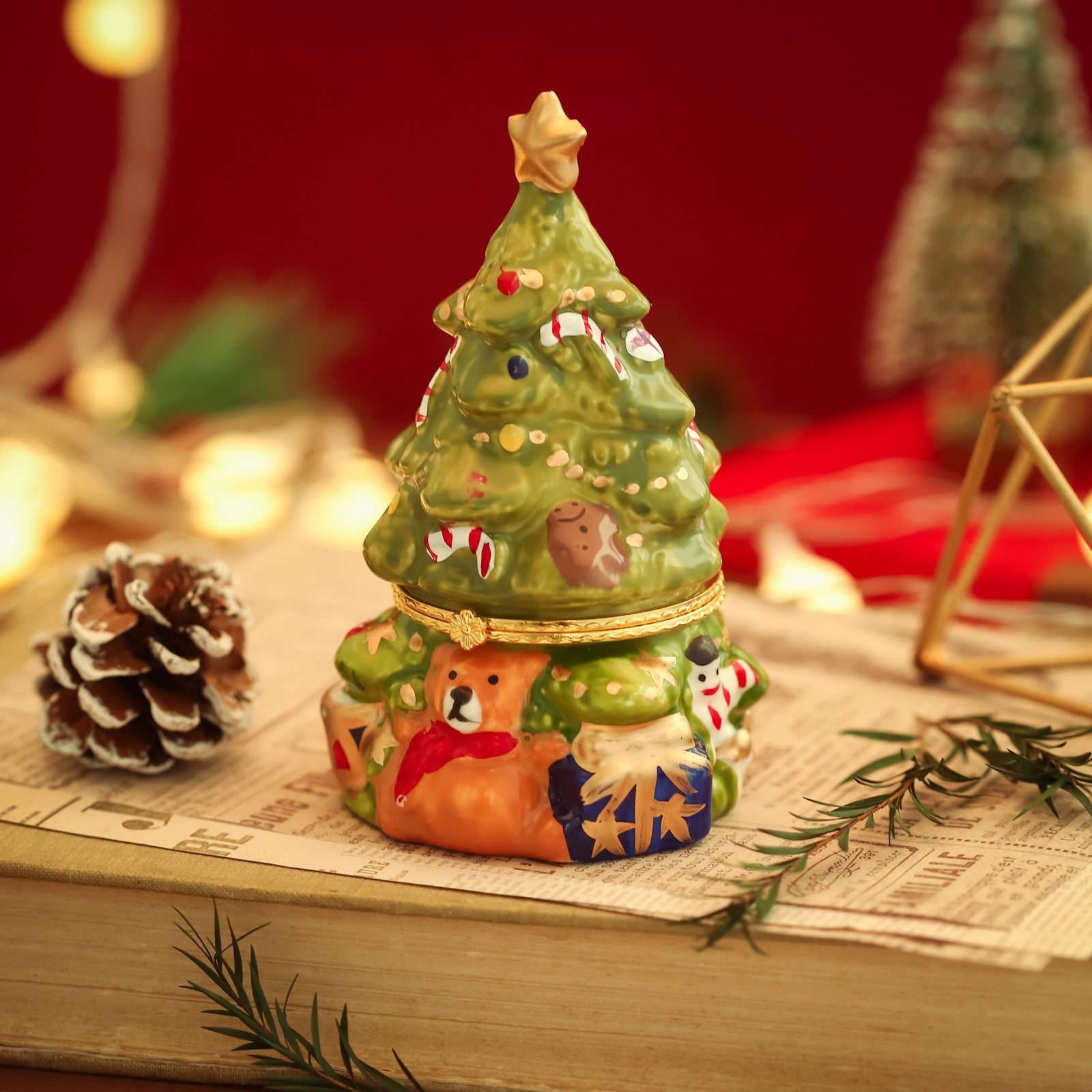 Fuzzy Bear Christmas Tree Decor