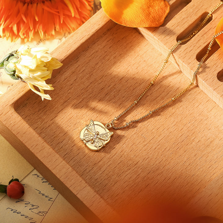 Butterfly Pendant Station Necklace