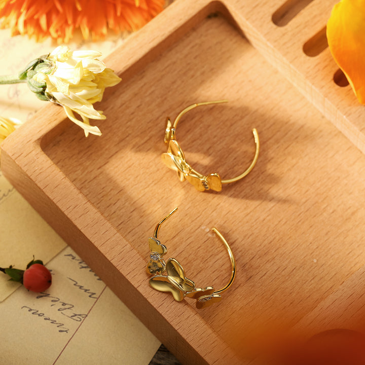 Garden Butterfly Hoops Earrings