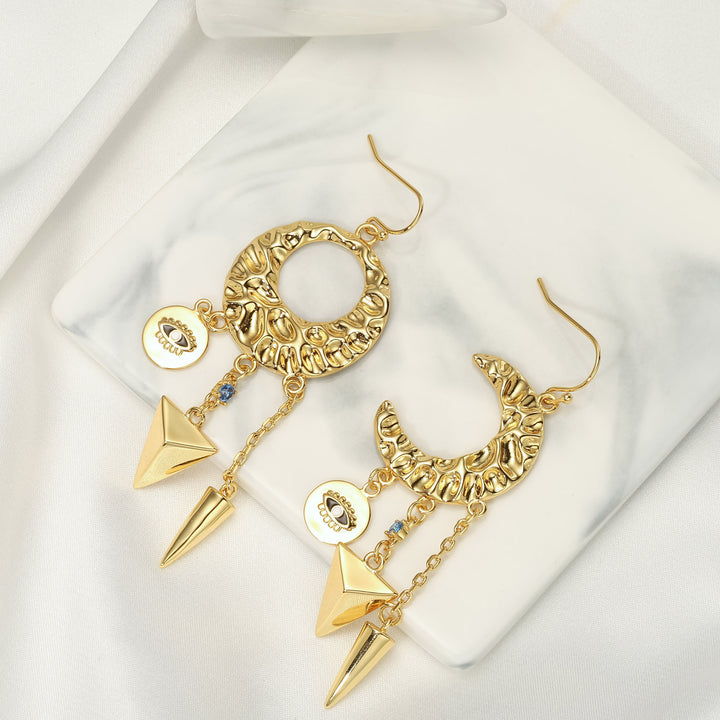 Cosmic Evil Eye Moon Sun Earrings