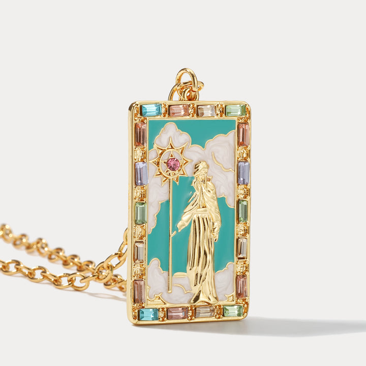 The Hermit Facade Tarot Card Necklace