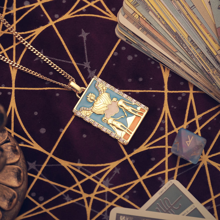 Enamel Lovers Tarot Necklace