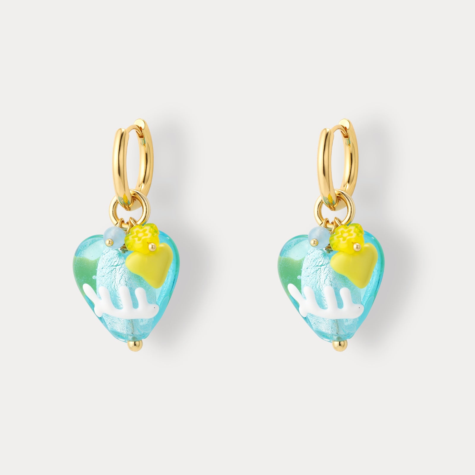 Selenichast Ocean Heart Glazed Drop Earrings