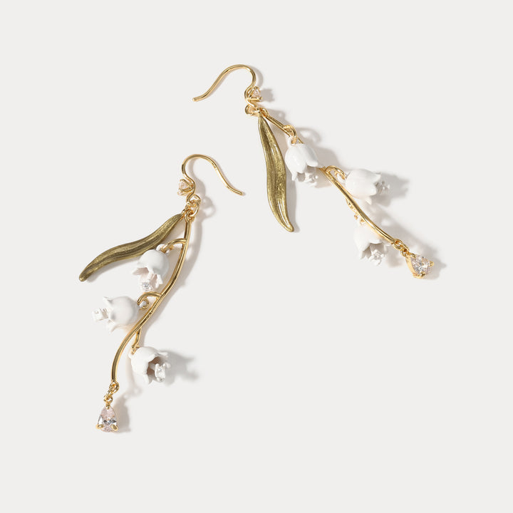 Lily Of The Valley Enamel Drop Earrings