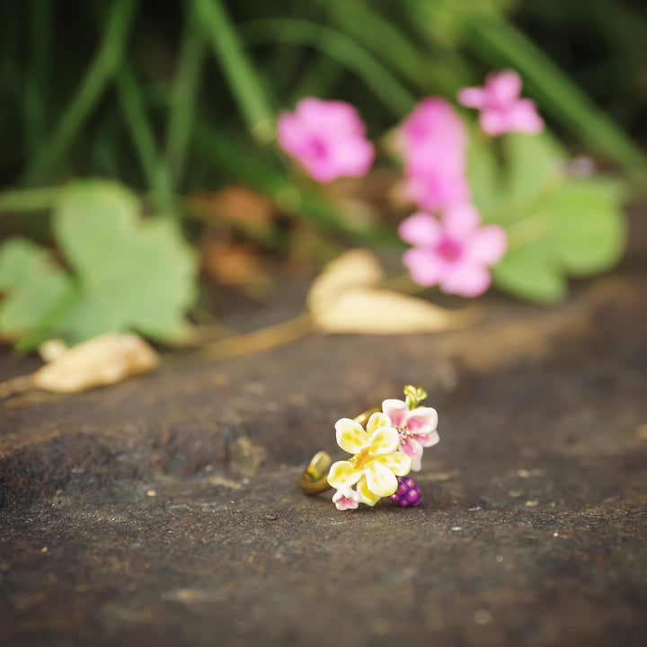 Sweet Grape Flower Open Ring