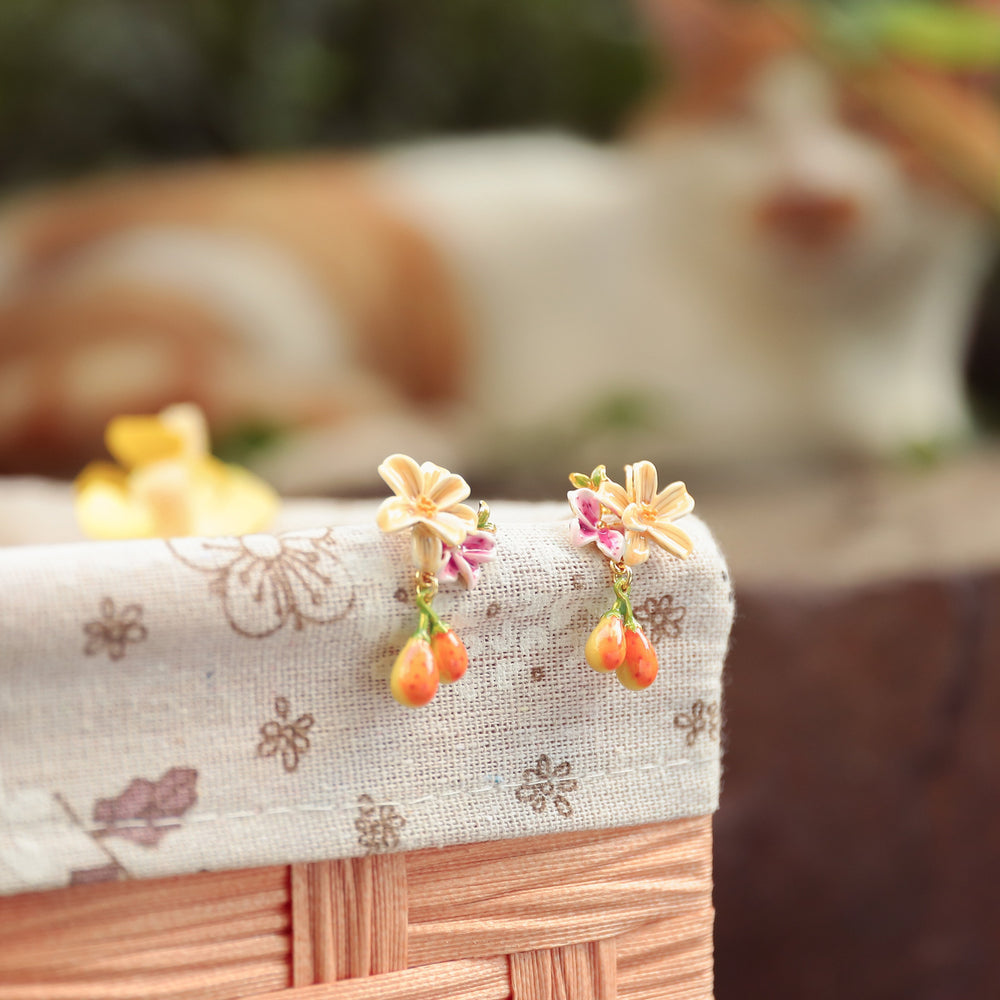 Sweet Pear Flower Earrings Gift Set with Gift Wrapping