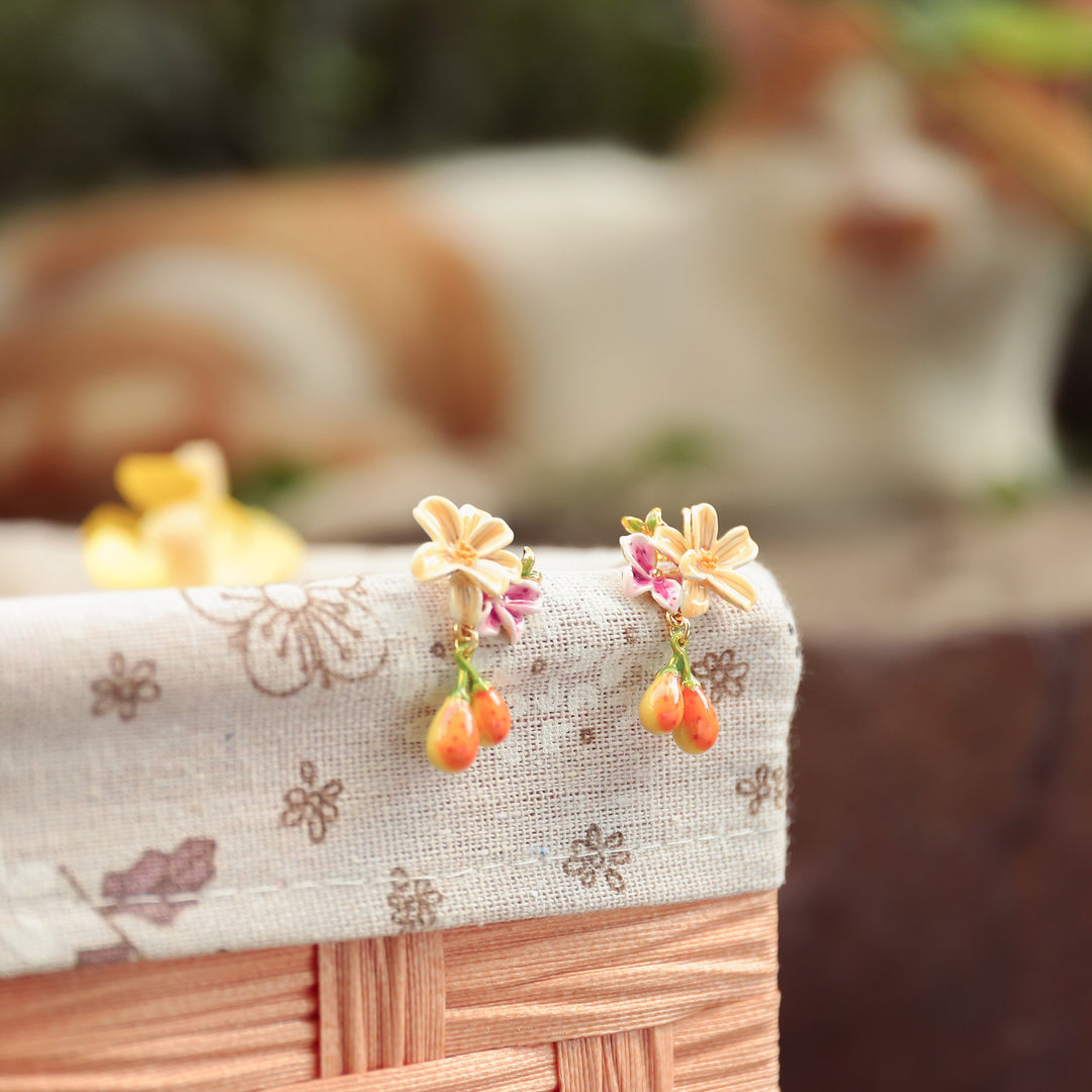 Sweet Pear Flower Earrings Gift Set with Gift Wrapping