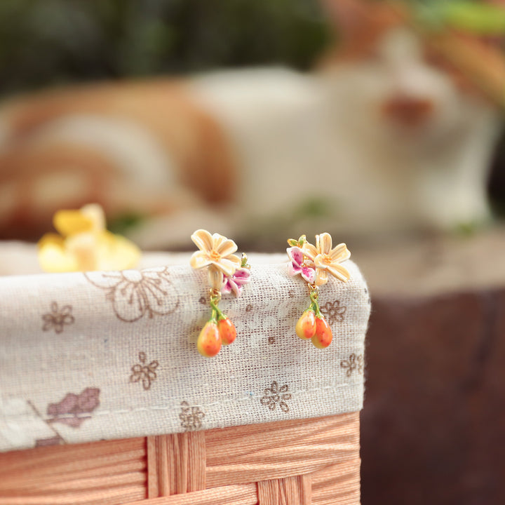 Sweet Pear Flower Earrings Gift Set with Gift Wrapping