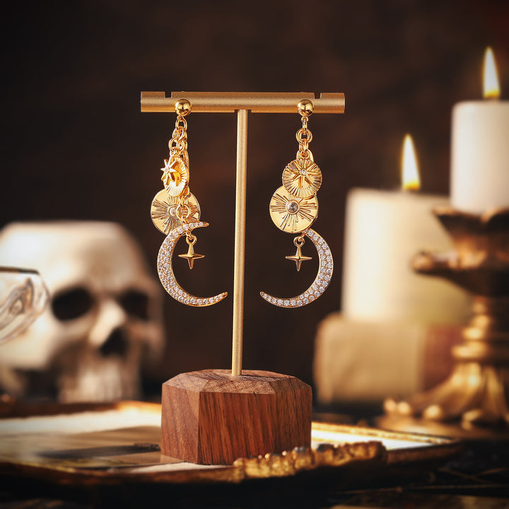 Moon Star Compass Earrings