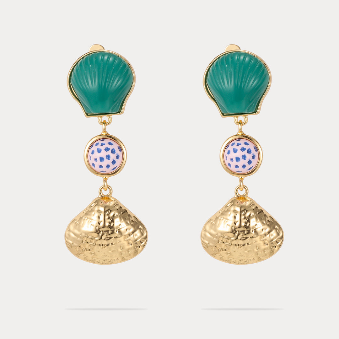 Selenichast Beach Shell Clip On Earrings