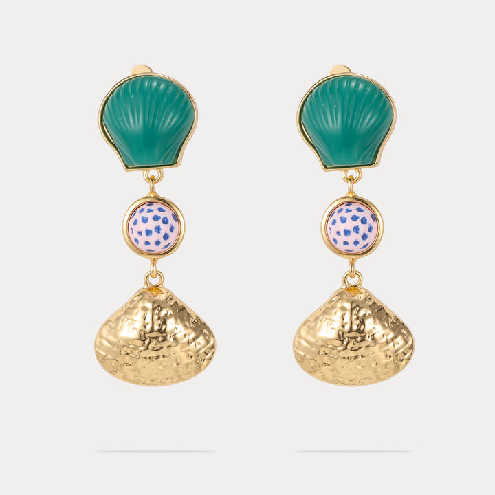 Selenichast Beach Shell Clip On Earrings