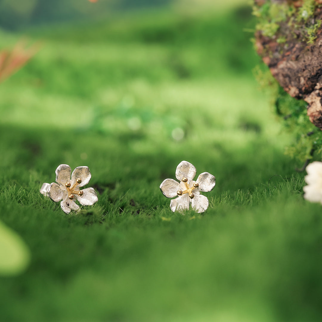 Peach Blossom Stud Gold Earrings