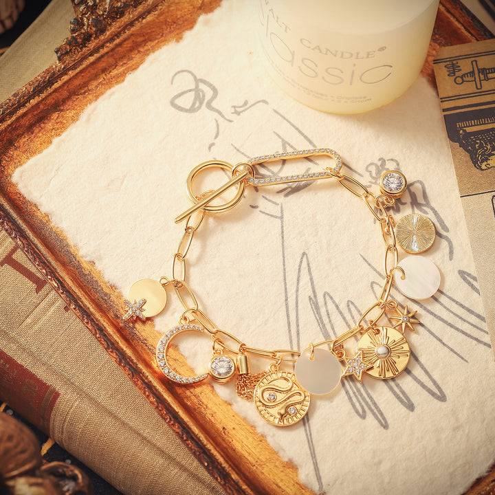 Sparkly Moon Star Coin Bracelet