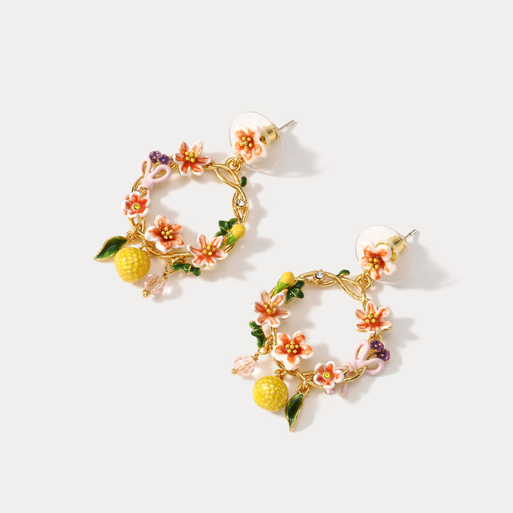 Orange Hoop Enamel Earrings