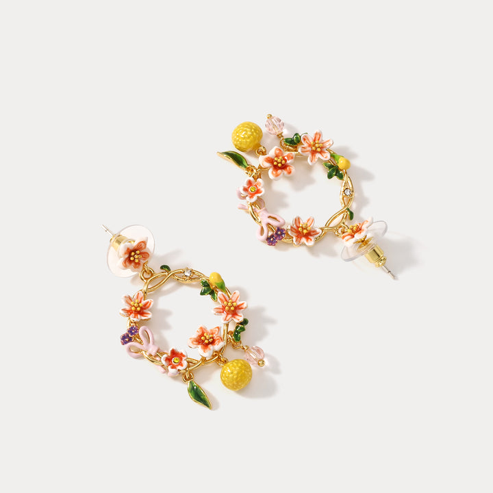 Orange Gold Hoop Earrings