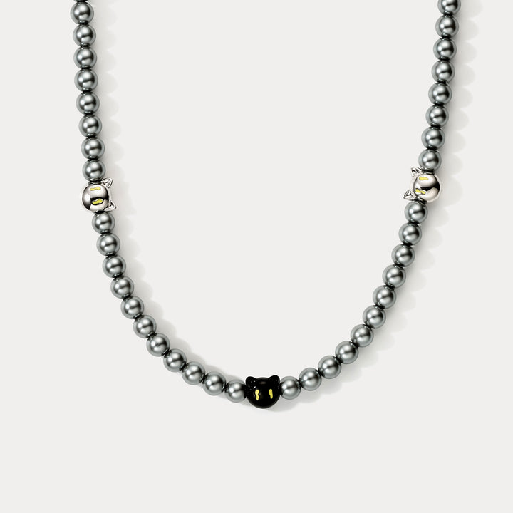 Selenichast Black Cat Beads Necklace