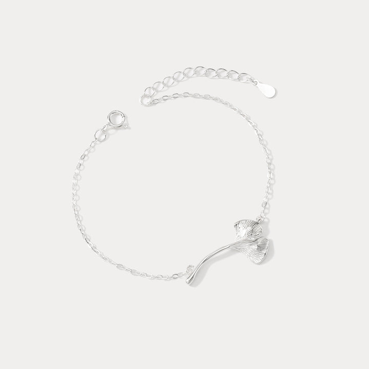 Silver Ginkgo Leaf Nature Chain Bracelet