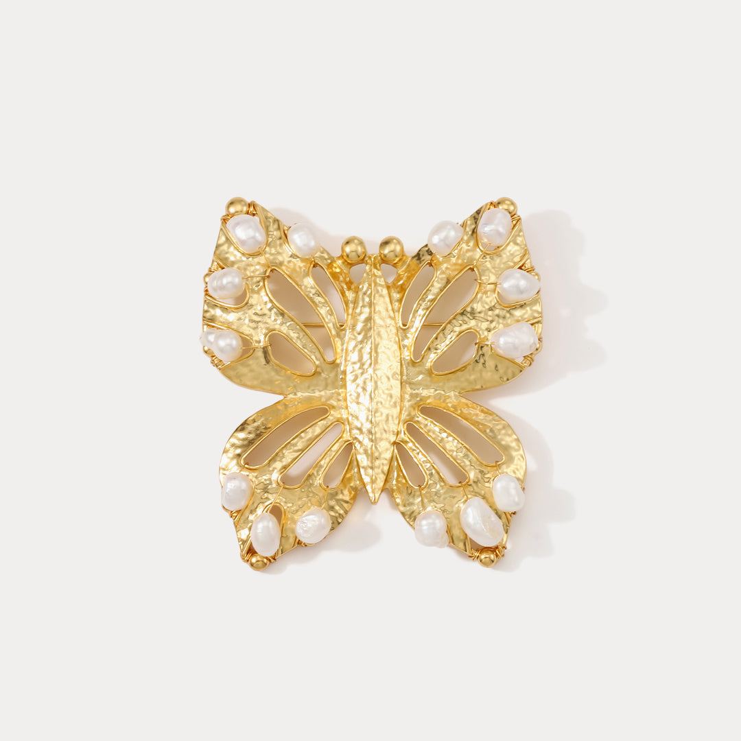 Selenichast Pearl Butterfly Brooch