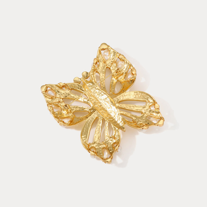 Baroque Pearl Butterfly Brooch