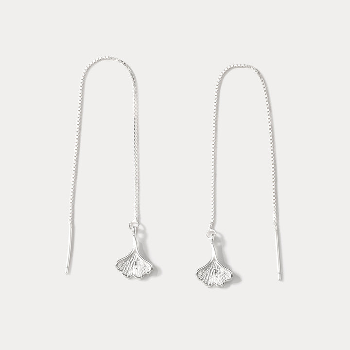 Selenichast Ginkgo Leaf Threader Earrings