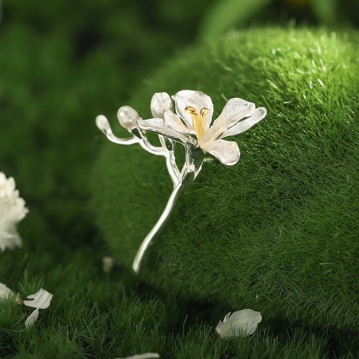 Silver Freesia Bouquet Brooch