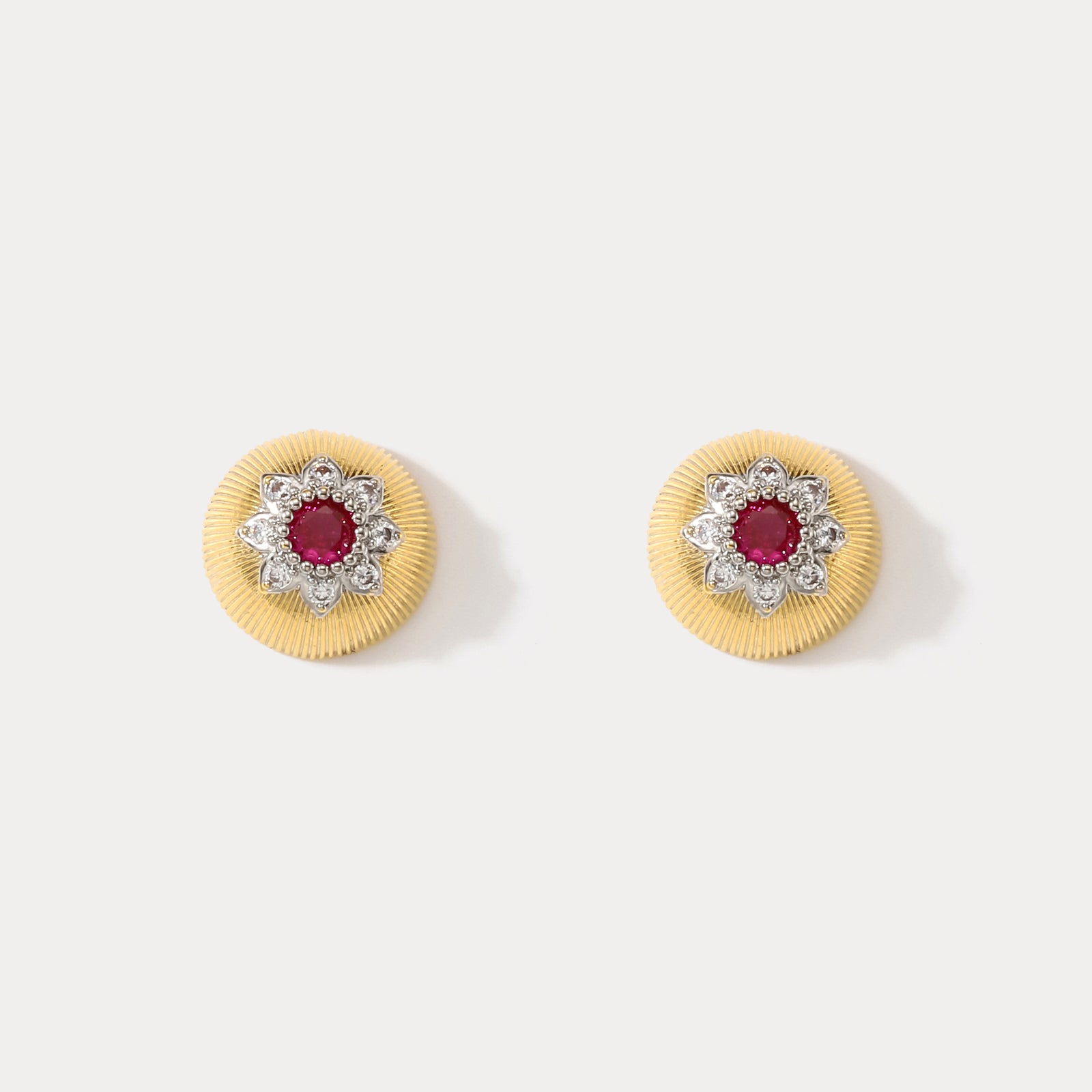 Selenichast Ruby Flower Earrings