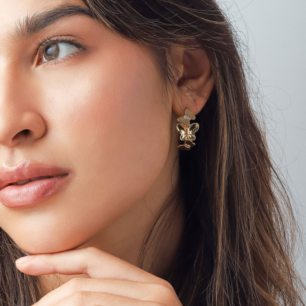 Butterfly Hoops Gold Earrings