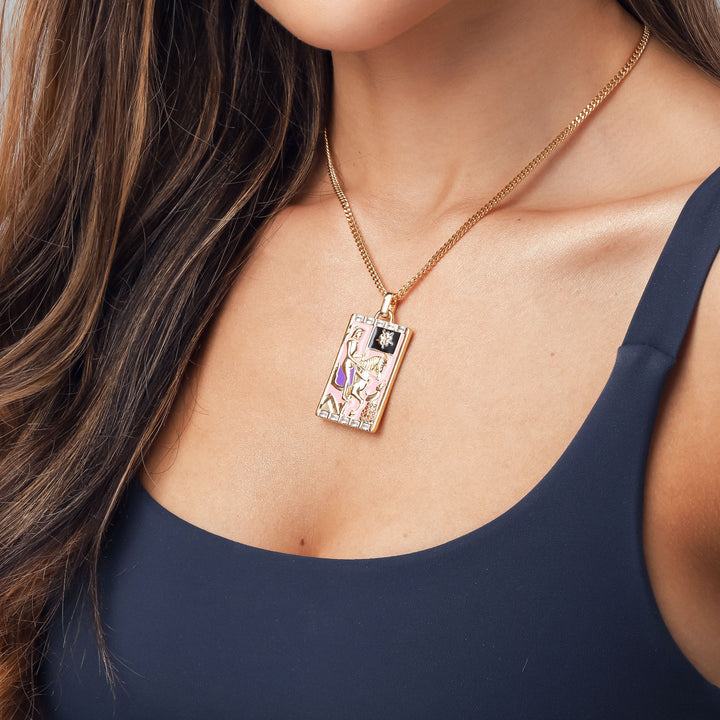 Death Tarot Card Enamel Necklace