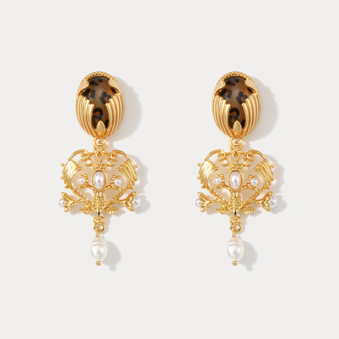 Selenichast Baroque Chandelier Pearl Earrings