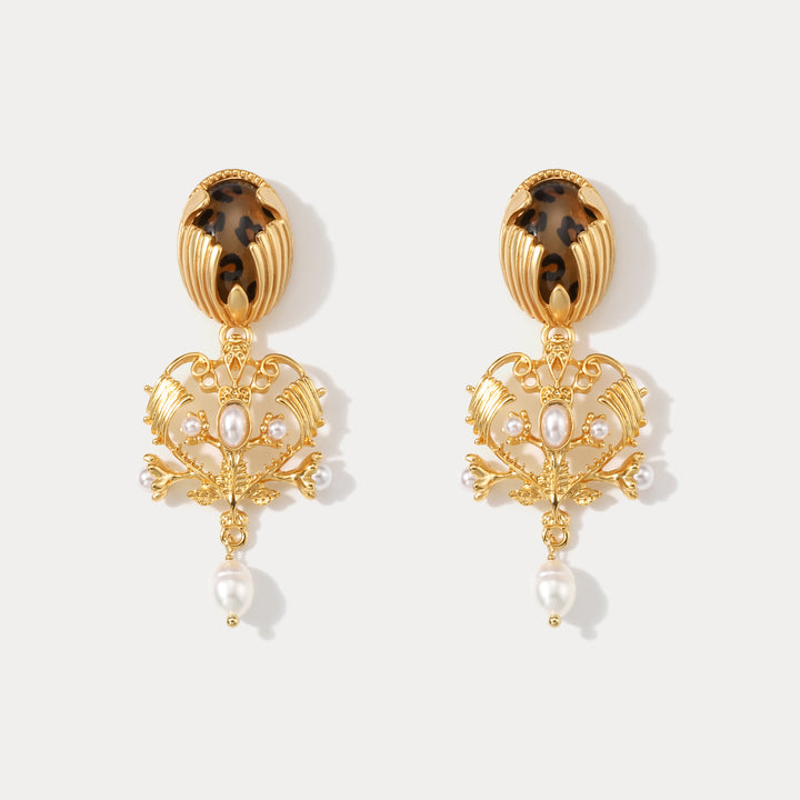 Selenichast Baroque Chandelier Pearl Earrings