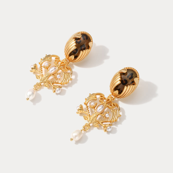 Baroque Chandelier Pearl Dangling Earrings